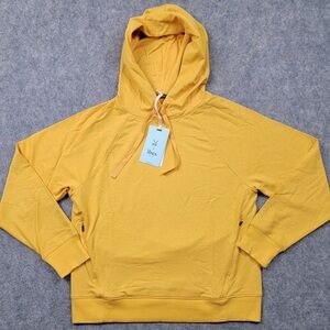 Ibex Tranquil Women’s Medium Yellow Hoodie Sweater cotton merino wool